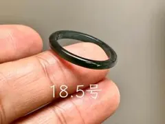 L17-36 細身氷糯種黒翡翠18.5号グアテマラ産A貨本翡翠 くりぬき リング