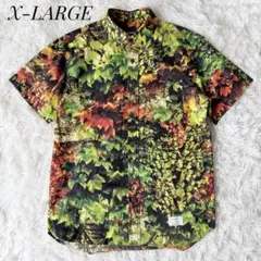 XLARGE エクストララージ 転写プリント 総柄シャツ 半袖 黄色 Mサイズ