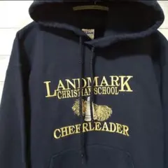 カレッジ 刺繍 パーカー ネイビー スウェット 裏起毛 USA古着