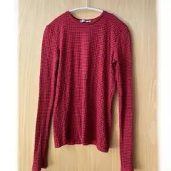 ZARA 赤 ボーダー柄 長袖 Tシャツ