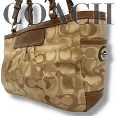 【良品】COACH コーチ　トートバッグ　レザー　ベージュ　13762