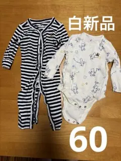 babyGap ロンパース 2枚セット 3-6ヶ月　60センチ　長袖　白新品
