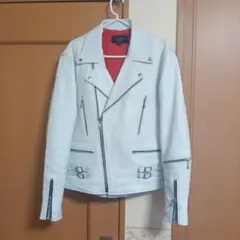 本革ホワイトブルーダブルライダースジャケット