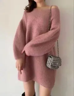 SNIDEL ラクーンミニニットワンピース F ピンク