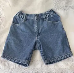 デニムブルー ハーフパンツ ゴムウエスト