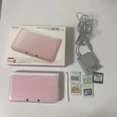 ニンテンドー3DSLL ピンクホワイト、ソフトセット【ペン、充電器有】　状態良