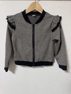 ⬜︎【SHEIN】千鳥柄フリル付きジップジャケット　120