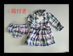 新品 RALPH LAUREN チェックシャツワンピース 春夏ワンピース　12M