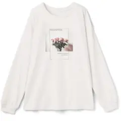 GRL　フラワーフォトプリントロンT　グレイル　長袖　ロンT　白T