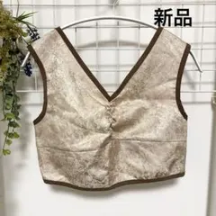ems ジャガードビスチェ シャンパンゴールド ブラウンパイピング Fのサムネイル