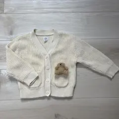 GAP クリーム色 カーディガン クマポケット付き 18-24month