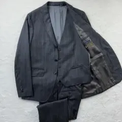 超希少✨XXL相当 ジョルジオアルマーニ スーツ シルク素材 ストライプ 黒 超希少✨XXL相当 ジョルジオアルマーニ スーツ シルク素材 ストライプ