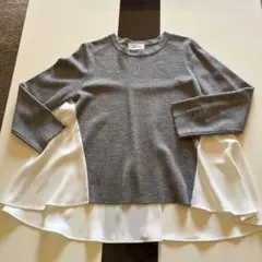 レイヤードデザイン長袖トップス グレー