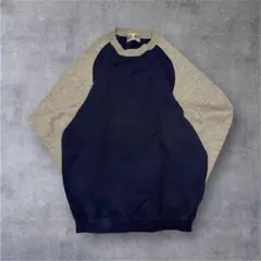 ラグランスリーブ バイカラー スウェット トレーナー シンプル 古着 L