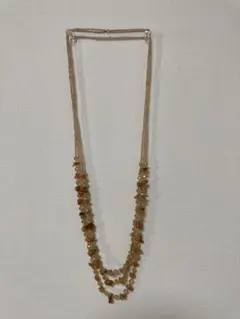 天然石3連ネックレス　茶系