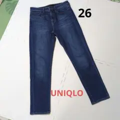 美品　ユニクロ　ハイライズ　スキニーアンクルジーンズ　26（66cm）ブルー
