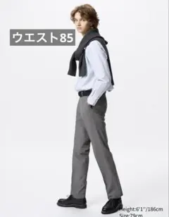 ユニクロ 感動パンツウルトラライト （ウールライク）グレー W85