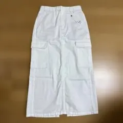 値下げ！新品未使用　GU デニムカーゴロングスカート　ホワイト