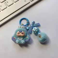 ベイビースリーBaby three 垂れ耳うさぎ水色キャラクターキーホルダー