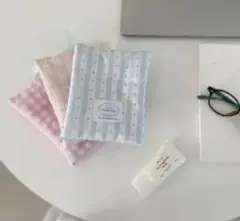 布製ポーチ 3点セット ストライプ チェック