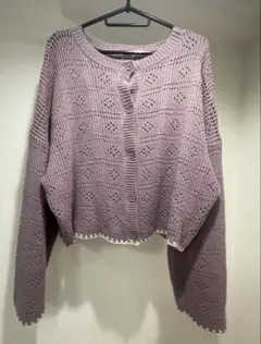 ehka sopo ニットカーディガン ラベンダー