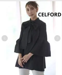 美品✨ セルフォード バックリボン ブラウス シフォン ブラック S 黒 