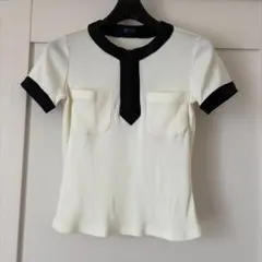 ROPÉ 半袖ジップ付きカットソー　バイカラーのサムネイル