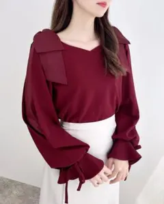 INGNI 袖シアー&リボントップス