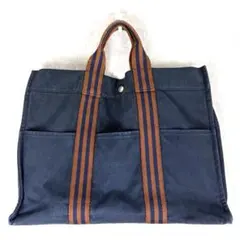 【極美品】エルメス HERMES フールトゥMM トートバッグネイビーブラウン茶のサムネイル