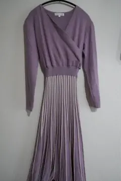 カシュクールニットプリーツワンピース