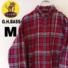 USA古着 G.H.BASS　ネルシャツM　レッドグレー　チェック