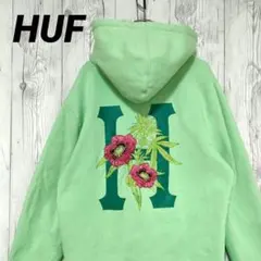 HUF ハフ パーカー フーディ 刺繍デザイン 花 ミントグリーン L 希少♪