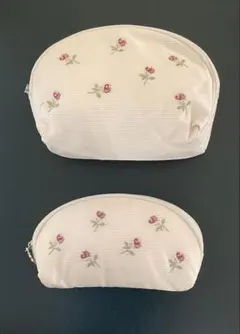 花柄刺繍ポーチ大小2個セット