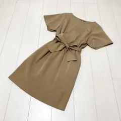 ユナイテッドアローズ ベージュ ウエストリボン ワンピース