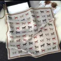ベージュ スカーフ 馬柄 大判 ホース柄 ストール 高級感 おしゃれ 上品