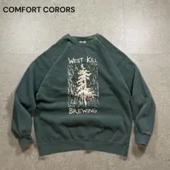 企業物COMFORTCOLORSスウェットグリーンガーメントダイプリントロゴ古着のサムネイル