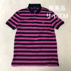 POLO GOLFラルフローレンボーダー半袖ポロシャツ ピンク Mビックポニーのサムネイル