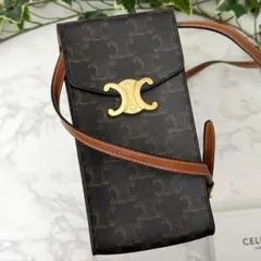 美品】セリーヌ トリオンフ キャンバス バーティカル モバイルポーチ