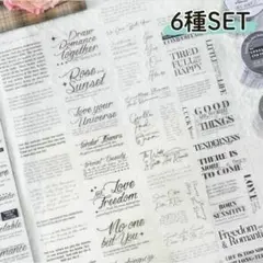 心に響くレター 英文 マステ 英字 シール 6種 マスキングテープ PET