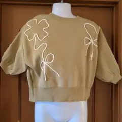 ELENCARE DUE 半袖ニット クローバー刺繍