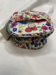 花柄ポーチ 四角形 ジッパーポケット付き