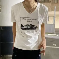 00s Y2K Michel Klein VネックTシャツ 英字 グラフィックのサムネイル