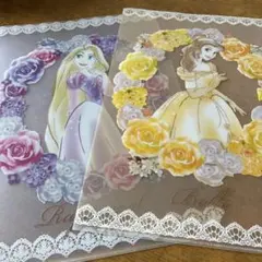 ラプンツェルと美女と野獣のベル クリアファイル 2枚セット