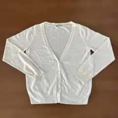 GUホワイト Vネック カーディガン 長袖 M