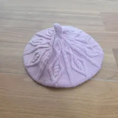 ピンク ケーブル編み ベレー帽