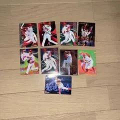 プロ野球チップスサイン入りカード2枚 プロ野球チップスキラカード7枚 カープ選手