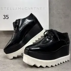 美品！ステラマッカートニー　エリス　ウィングチップ　ブラック　厚底レザーシューズのサムネイル