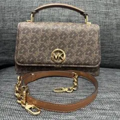 マイケルコースシグネチャーロゴ トップハンドル チェーン サッチェル ミディアム