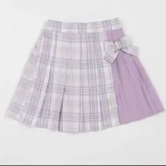 メゾピアノ チェック柄プリーツスカート　パープルのサムネイル