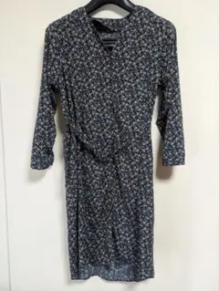 LOWRYS FARM ローリーズファーム ネイビー花柄長袖ワンピース Mサイズ